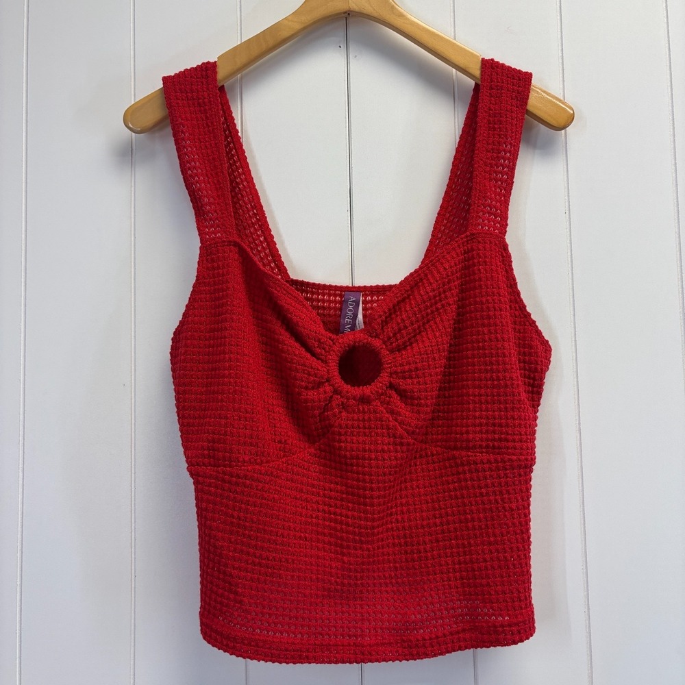 Adore Me Women Y2K Boho Baby Doll Crochet Top Size 1X Cropped Beachy Stretch
